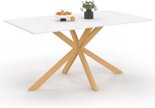 IDMarket - Table à Manger Rectangle pour 8 Personnes avec Pieds Design et Plateau Blanc, 160 cm