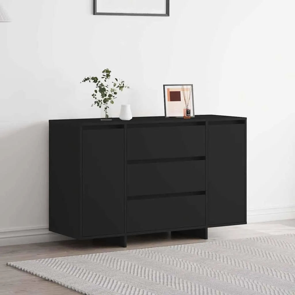 Buffet contemporain autoportant en bois composite avec tiroirs - Noir - 120 x 41 x 75 cm