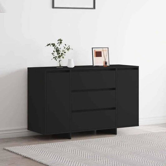 Buffet contemporain autoportant en bois composite avec tiroirs - Noir - 120 x 41 x 75 cm