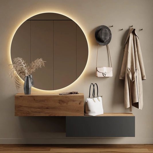 Ensemble de 2 Armoires Murales Compactes, 100 cm, Chêne Doré et Anthracite, avec Abattant de Rangement, 37,8 x 100 x 32,5 cm