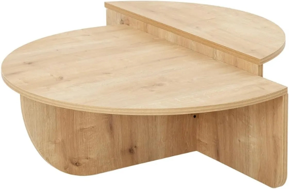 Table Basse Ronde Modulable en Chêne Clair | Design Moderne | 2 Éléments Indépendants