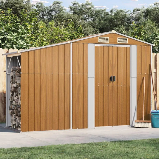 Abri de Jardin en Acier Galvanisé Brun 277x93x179 cm - Espace de Stockage Extérieur