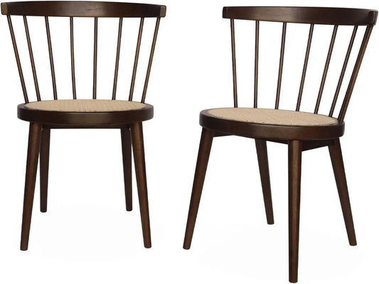 Chaises Nora en Noyer et Cannage - Lot de 2, Dimensions 54 x 54 x 76.5 cm