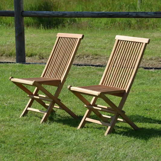 Lot de 2 Chaises de Jardin Pliantes en Teck Massif - Java