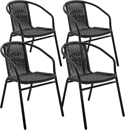 Ensemble de 4 fauteuils de jardin en aluminium et résine noirs
