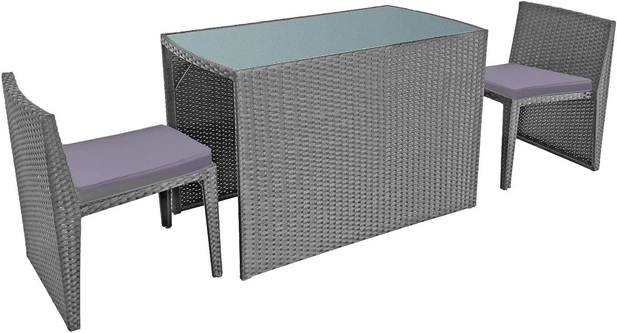 Ensemble de Jardin Modulable SANTORIN en Résine Tressée Grise - 2 Places avec Coussins Confortables