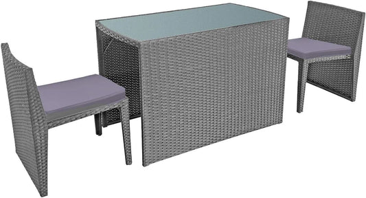 Ensemble de Jardin Modulable SANTORIN en Résine Tressée Grise - 2 Places avec Coussins Confortables