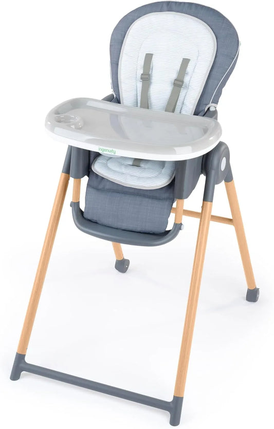 Chaise Haute Évolutive 7-en-1 Ingenuity pour Bébé, Design Unisexe en Bois Imitation, 0-36 Mois