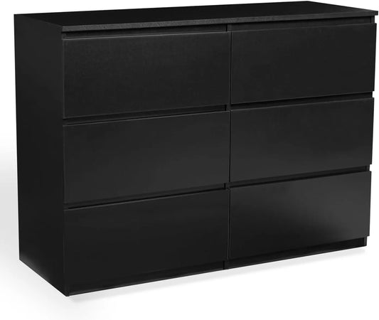Commode 6 Tiroirs TOMI en Bois Noir 110 cm - IDMarket