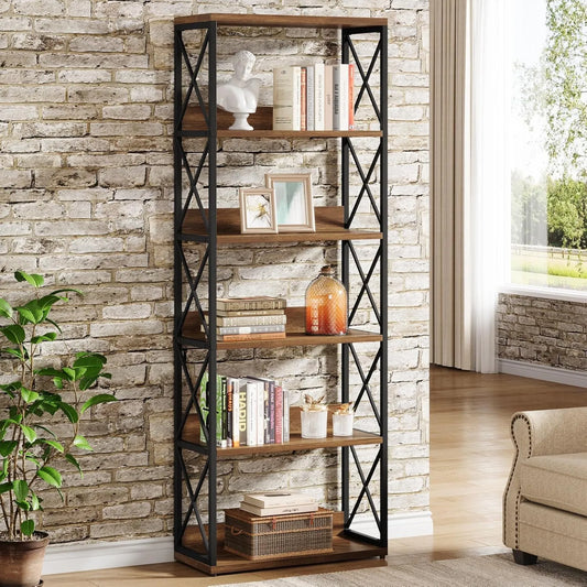 Étagère industrielle Tribesigns à 6 niveaux - Design moderne pour maison et bureau - Marron et noir - 178 cm