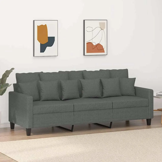 Canapé 3 Places en Tissu Gris Foncé 180 cm
