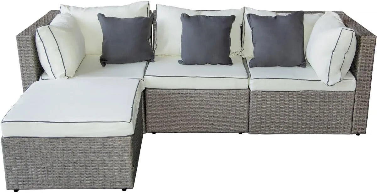 Ensemble de Mobilier de Jardin en Résine Tressée - 3 Places - Gris Élégant