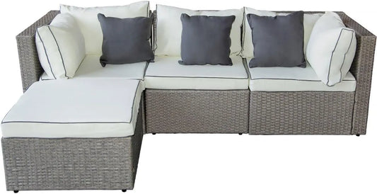 Ensemble de Mobilier de Jardin en Résine Tressée - 3 Places - Gris Élégant