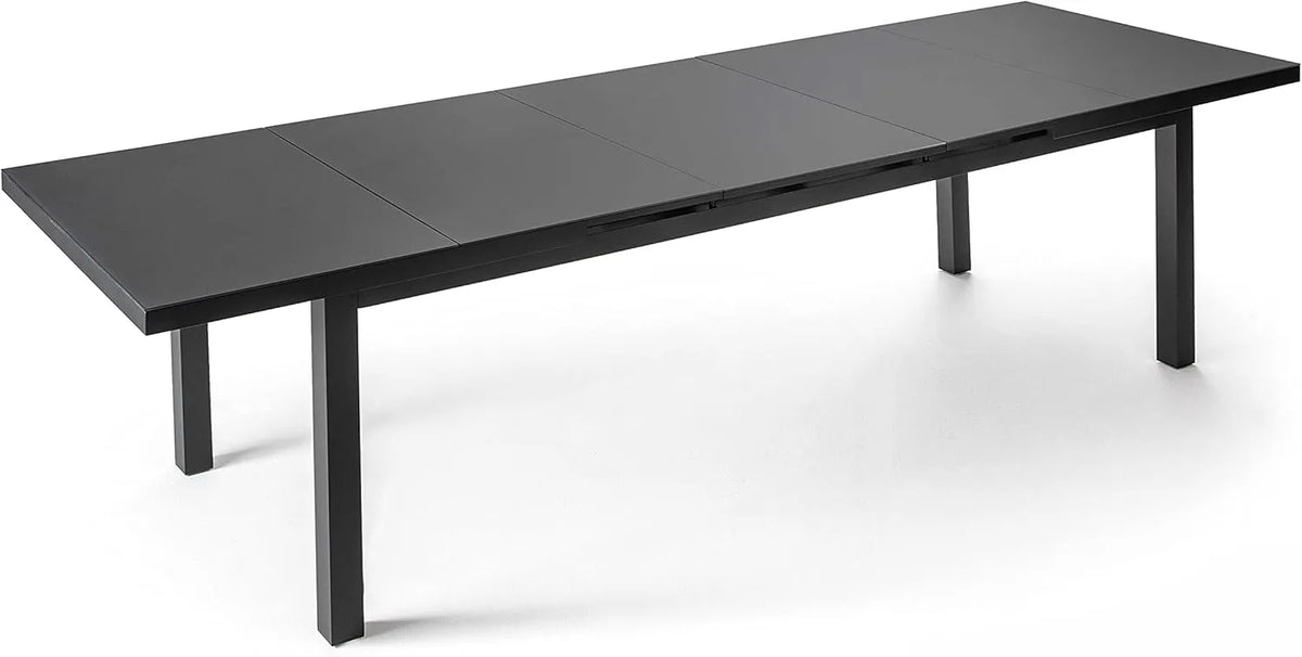 Grande table de jardin extensible en aluminium gris pour 10 personnes