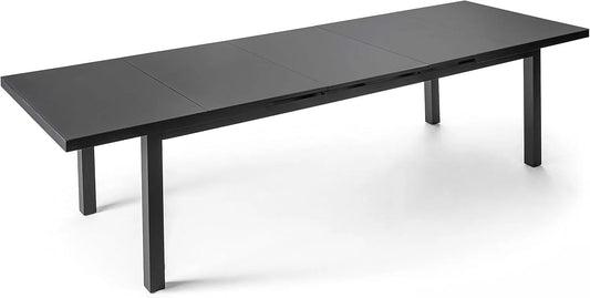 Grande table de jardin extensible en aluminium gris pour 10 personnes