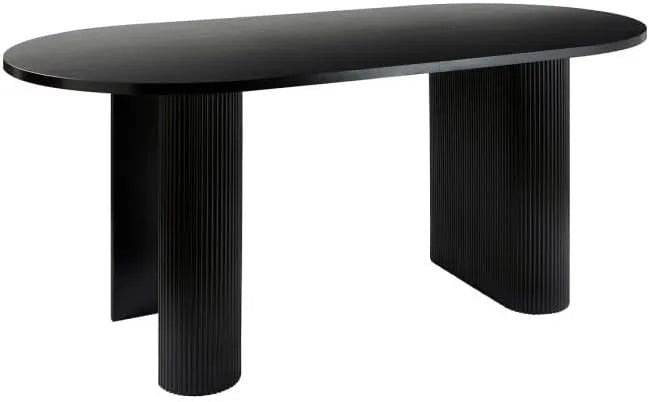 Table à Manger Noire 180cm avec Finition Cannelée - Design Contemporain