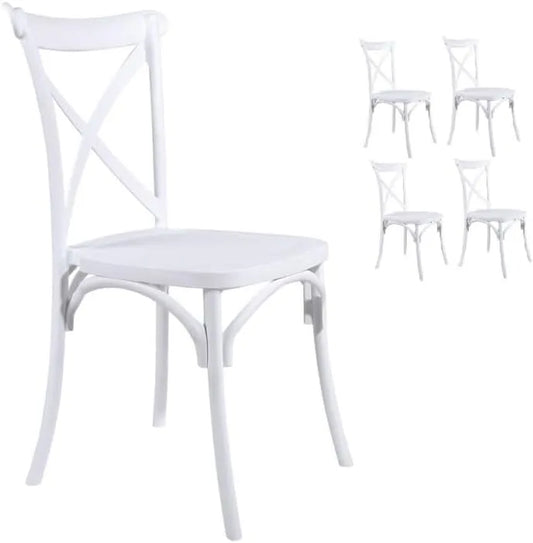 Kosmi Lot de 4 Chaises de Bistrot Blanches en Résine Polypropylène