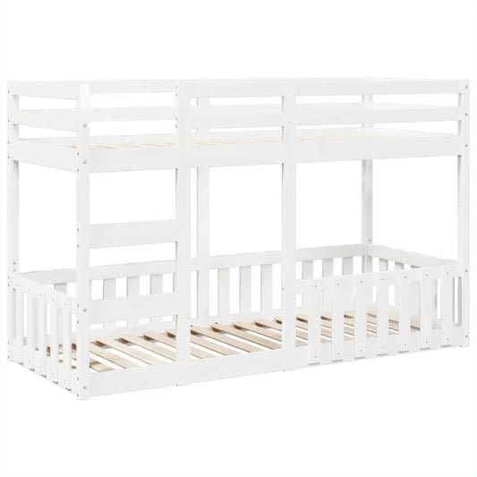 Lit Superposé Bois Massif Blanc 90x190 cm avec Échelle