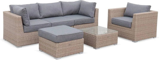 Ensemble de Jardin de Luxe en Résine Tressée - 5 Places - Coussin Gris Foncé