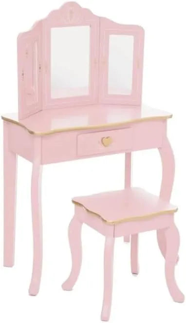 Coiffeuse Enfant avec Tabouret Sissi Rose 98cm - Atmosphera Kids