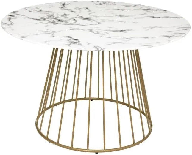 Table à Manger Style Marbre Blanc 120cm - Paris Prix