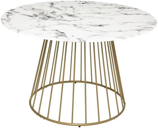 Table à Manger Style Marbre Blanc 120cm - Paris Prix