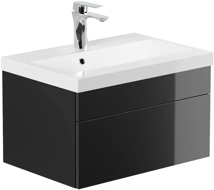 Ensemble de Salle de Bain Compact Noir avec Lavabo 60cm - HOME DELUXE