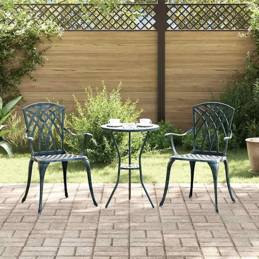Ensemble de 2 chaises de jardin en aluminium vert résistantes aux intempéries pour extérieur