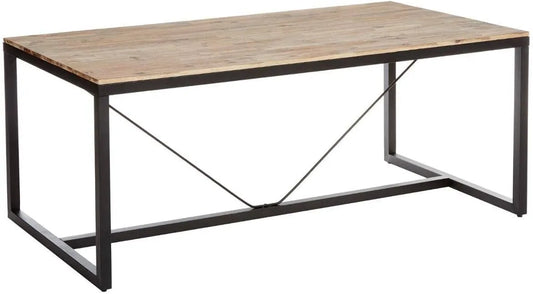 Grande Table Rectangulaire Edena en Acacia et Métal, Style Industriel, pour 8 Personnes