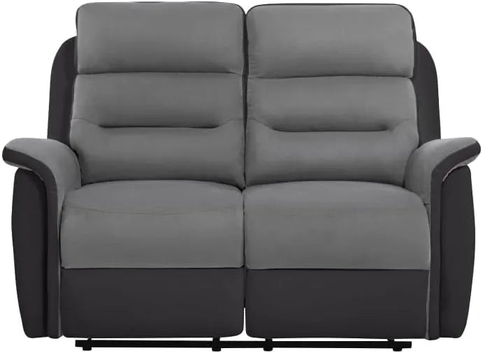 Canapé de Relaxation Manuel 2 Places en Simili et Microfibre Gris