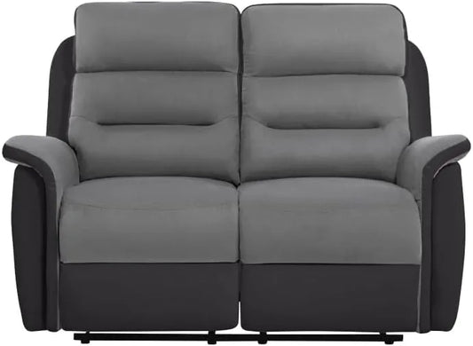 Canapé de Relaxation Manuel 2 Places en Simili et Microfibre Gris