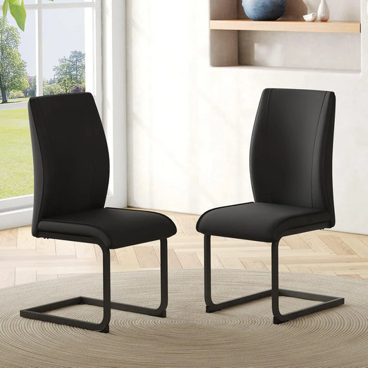 Ensemble de 2 Chaises en Similicuir Noir avec Structure Métallique, Idéal pour Salon, Salle à Manger ou Bureau, Dimensions 43 x 44.5 x 99 cm