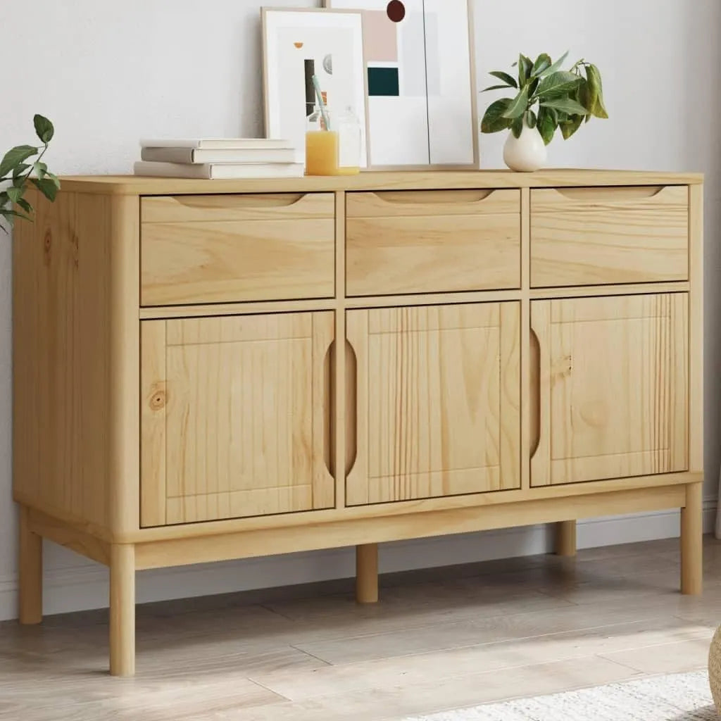 Buffet en Bois Massif de Pin Marron Ciré 114x43x74 cm