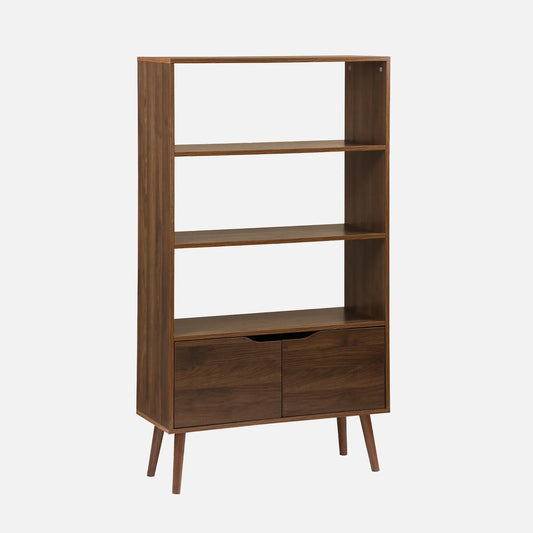 Bibliothèque en Noyer avec 2 Portes et 3 Tablettes