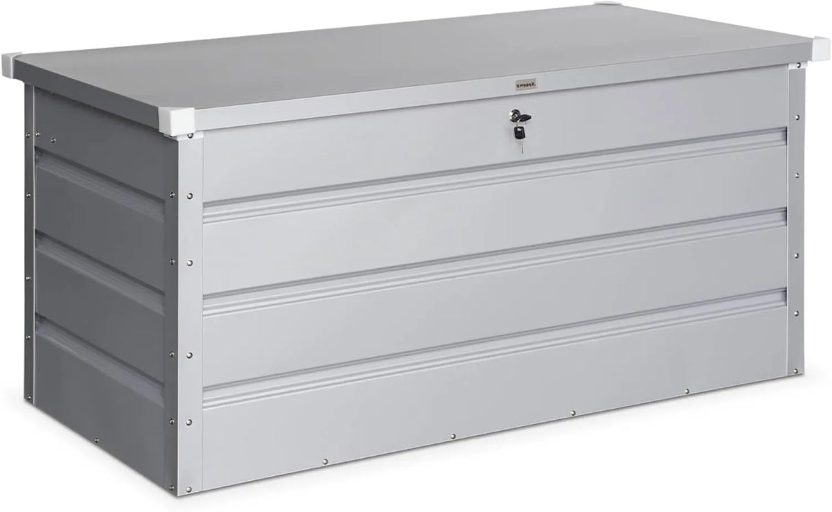 Coffre de Rangement pour Jardin en Métal Gris Aluminium 385L - Modèle DETROIT
