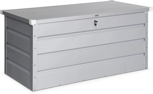 Coffre de Rangement pour Jardin en Métal Gris Aluminium 385L - Modèle DETROIT