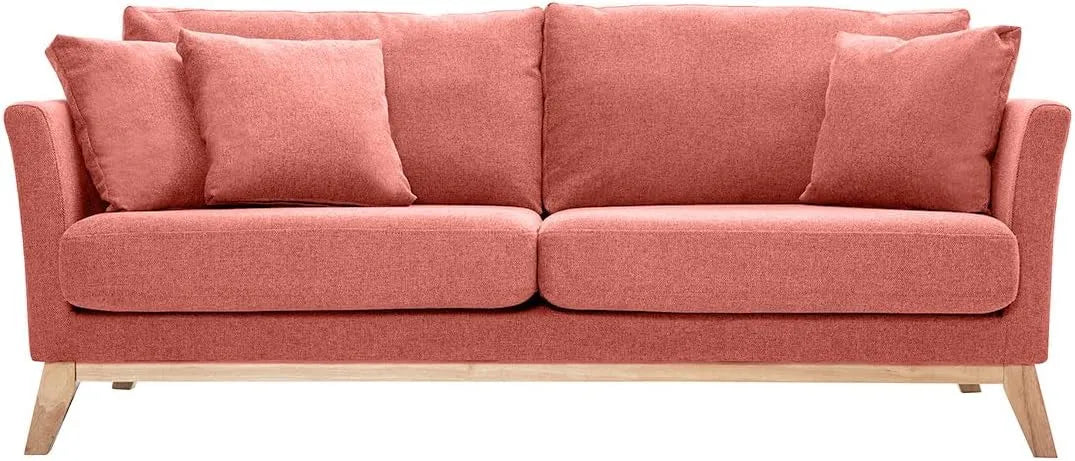 Canapé Scandinave 3 Places Déhoussable Velours Terracotta Oslo