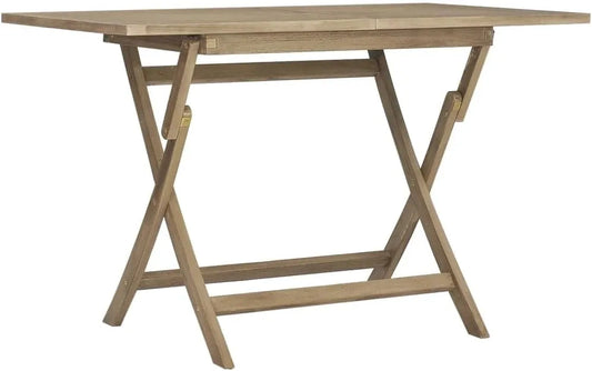 Table de Jardin Pliante en Bois de Teck, Meuble de Terrasse Scandinave, Gris