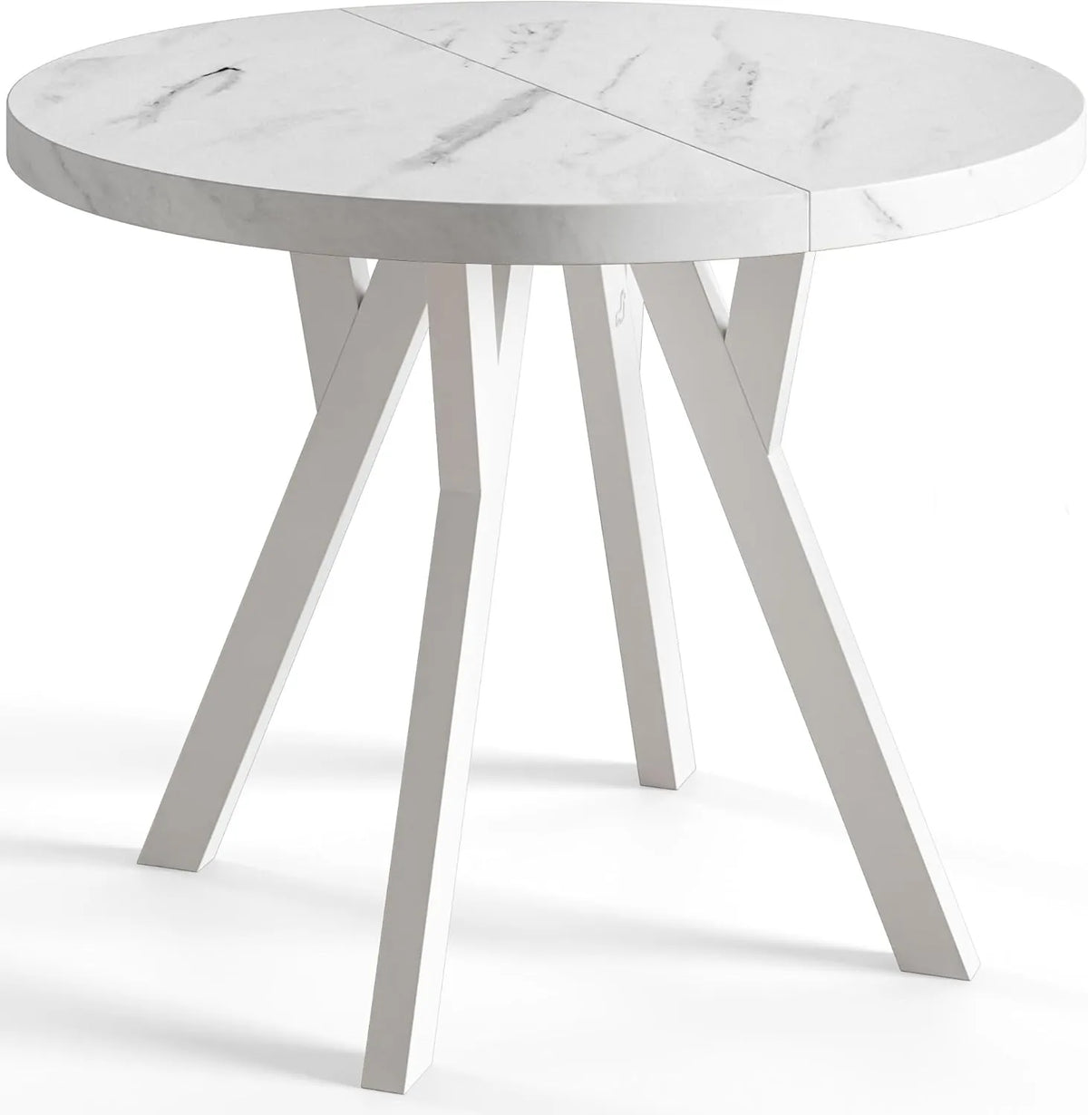 Table Ronde Pliante OVO – Design Élégant pour Salle à Manger – Plateau Laminé Marbre, Dimensions 100-200 cm