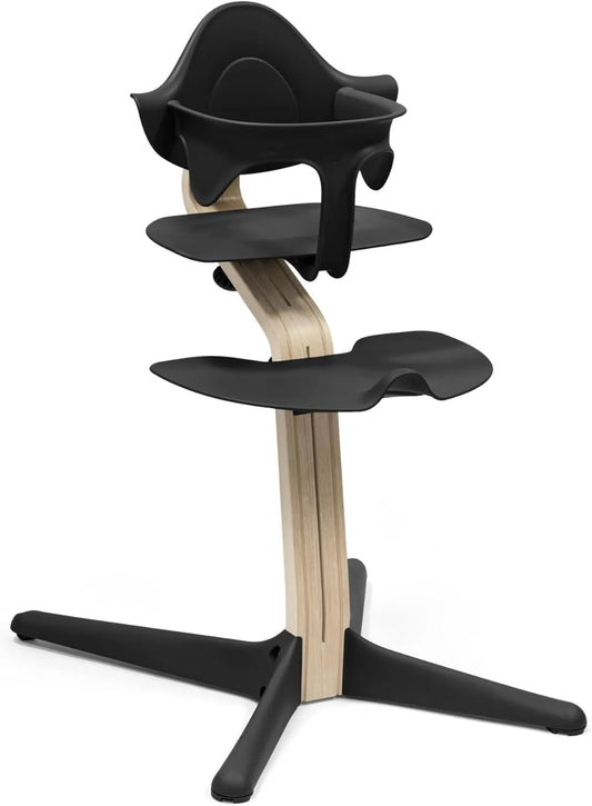Chaise Haute Évolutive Nomi Stokke avec Baby Set - Noir - Favorise une Assise Active et Sécurisée pour Bébé jusqu'à 150 kg