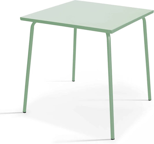Table de Jardin Carrée en Métal 70cm Vert Sauge - Modèle Palavas