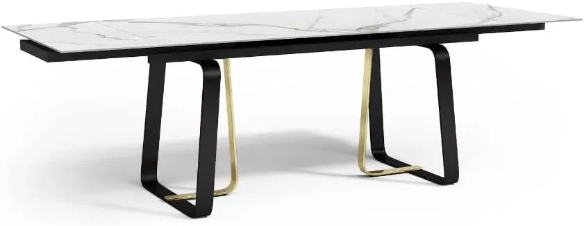 Shana - Table de Salle à Manger Extensible en Céramique Blanche 160/240 cm