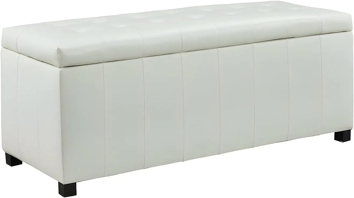 Banc de rangement en simili cuir blanc CONCIERTO - Vente-unique