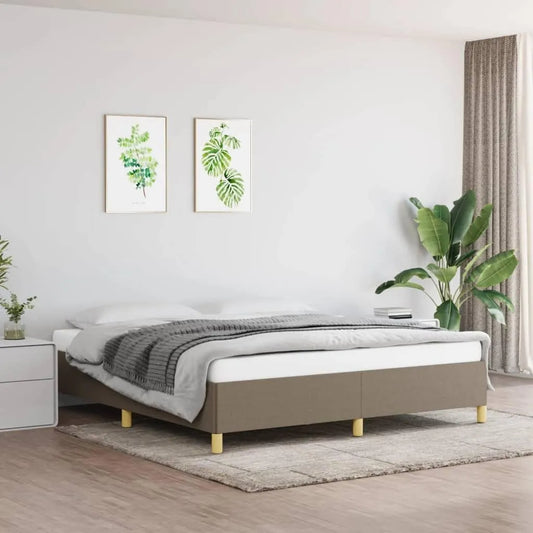 Cadre de lit en tissu gris taupe 160x200 cm avec pieds solides et lattes en bois pour un support optimal