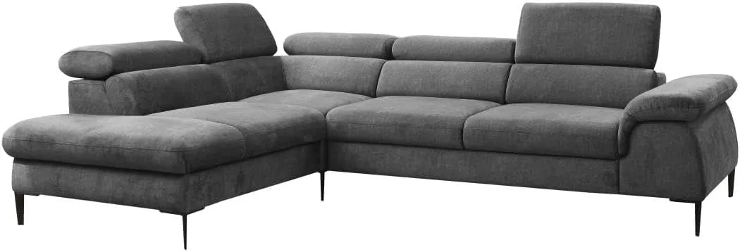 Canapé d'Angle Convertible en Velours Gris Anthracite - Modèle Gauche SEPINA