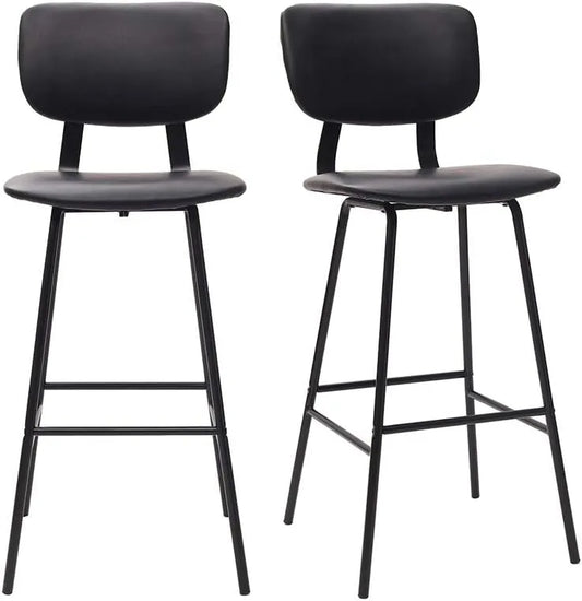 Miliboo Lot de 2 Tabourets de Bar Vintage Noirs Pieds Métal 75 cm