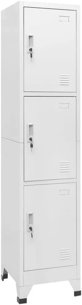 Armoire à Casier Gris avec 3 Compartiments 38x45x180 cm