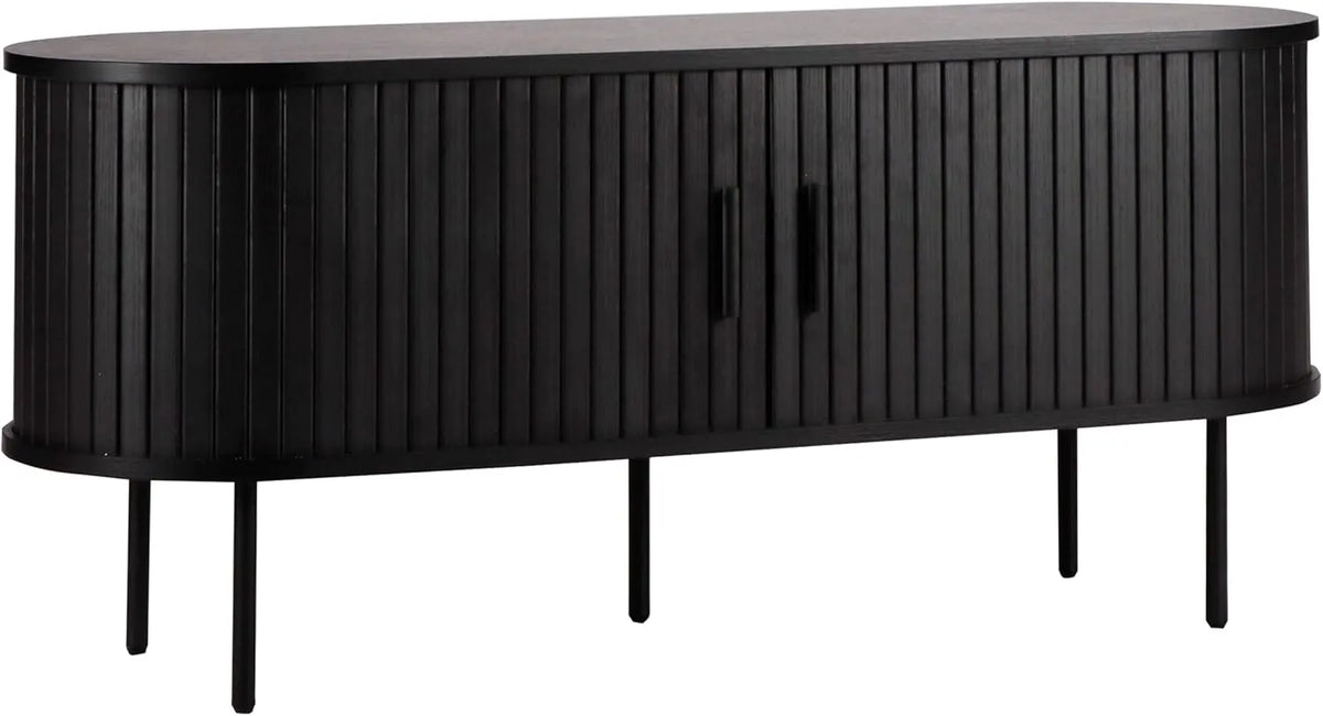Oviala Meuble TV Noir 120cm en Métal et Mélaminé