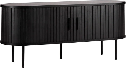 Oviala Meuble TV Noir 120cm en Métal et Mélaminé