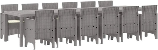 Ensemble de Jardin en Rotin Synthétique Gris Clair pour 12 Personnes